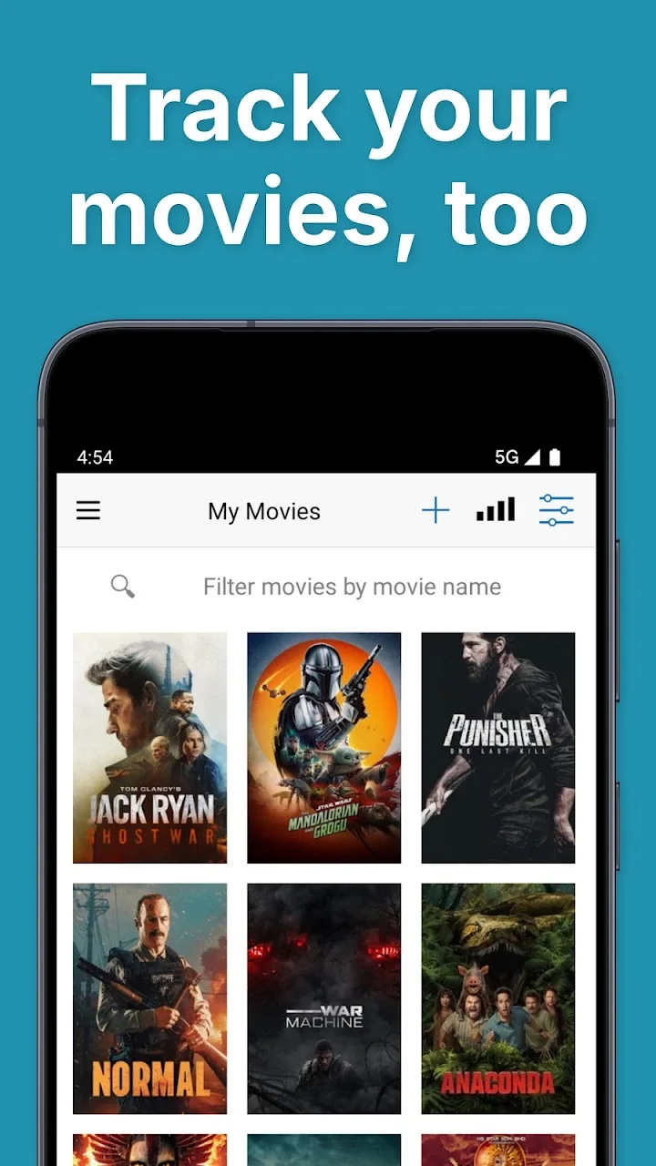 Next Episode publisher screenshot: A movie library includes provider labels on poster cards.