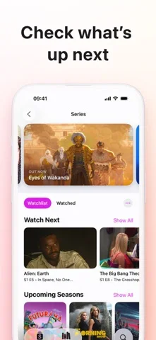 Sequel publisher screenshot: Watch Next sits beside upcoming seasons and releases.