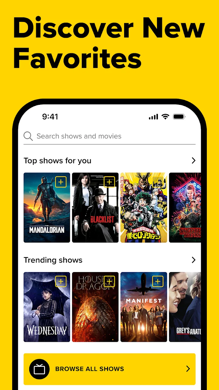Screenshot histórica do editor TV Time: Descubra novos títulos favoritos sugeridos dentro da app original TV Time.
